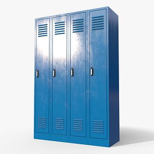 3D PBR School Gym Locker 02 - Blue Light model