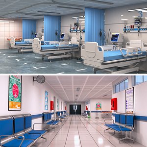 Hospital Hallway and ICU 3D model