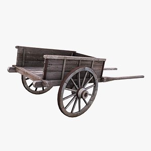 3D Wooden Cart Low-poly