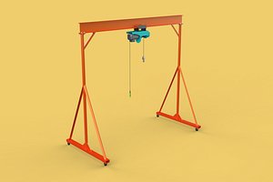 3D MOBILE GANTRY CRANE ELECTRIC ROPE HOIST PORTABLE GIRDER OVERHEAD model