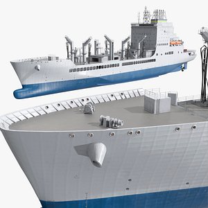 Logistics Fleet Tanker Ship with Blue Underside Grey Simplified