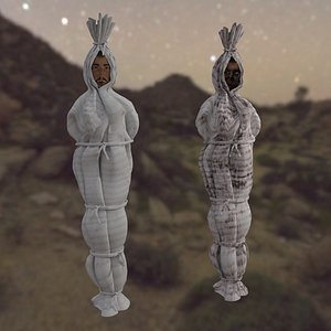 3D Shrouded Body 3D Model Pocong Style Clean  Aged Variants model