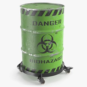 3D model Mobile Biohazard Barrel with Warning Labels