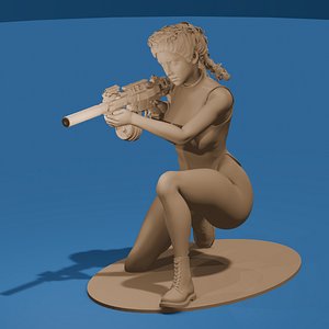 3D Sexy Sniper Girl 3D Printable STL Figure