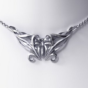 Art Noveau Butterfly Necklace 3D Model