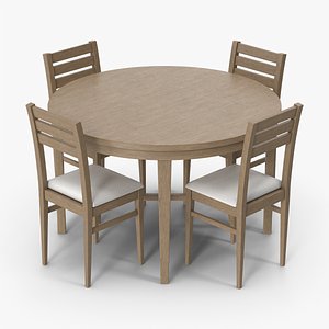 3D Round Table And Chairs model