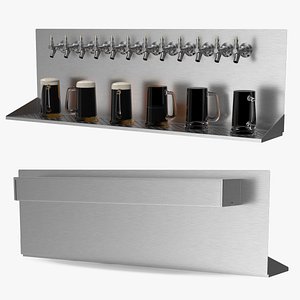 3D Wall Mount Beer Dispenser 12 Faucet with Beer Mugs