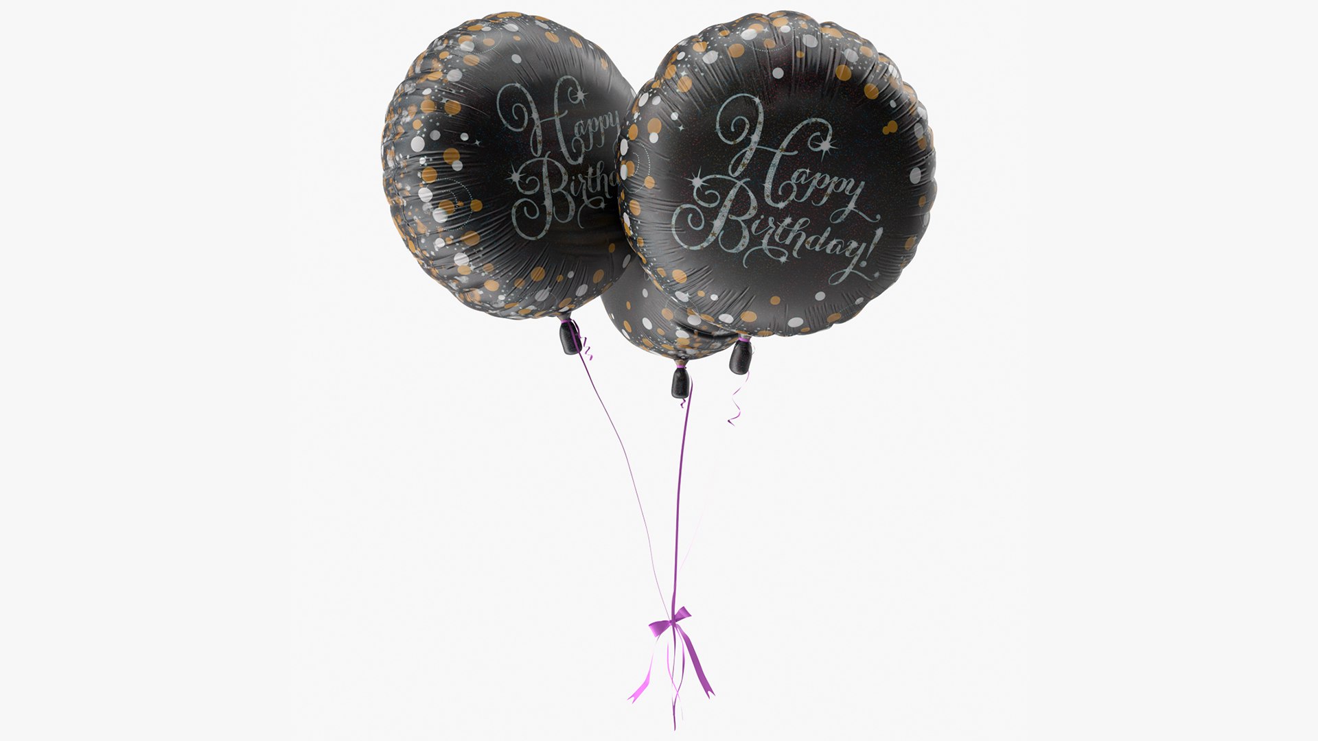 Three Happy Birthday Balloons 3D model preview
