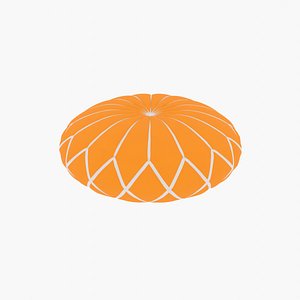 Round decorative yellow pillow 3D