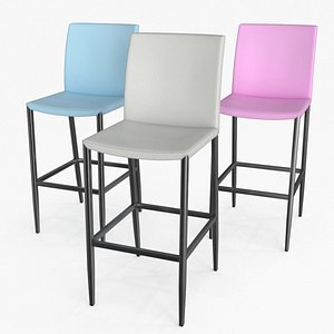 Bar Stool Leather 3D