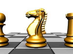 pawn knight rook 3d model