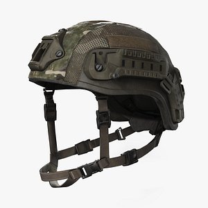 3D Dark Camo Tactical Helmet - Game Ready 3D Model