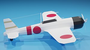 Cartoon Mitsubishi A6M Zero WW2 Aircraft
