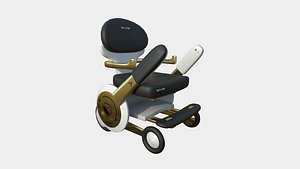 Tech Wheelchair B06 Black Gold - Disability Character Design 3D