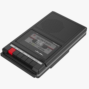 3D black cassette player recorder model