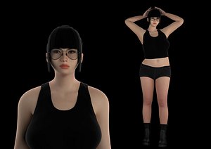 Chubby woman rigged 3D model
