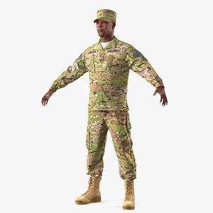 3D model army soldier camouflage t-pose