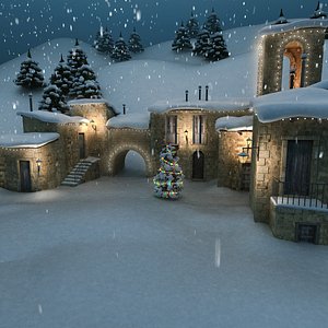 3d medieval village christmas model