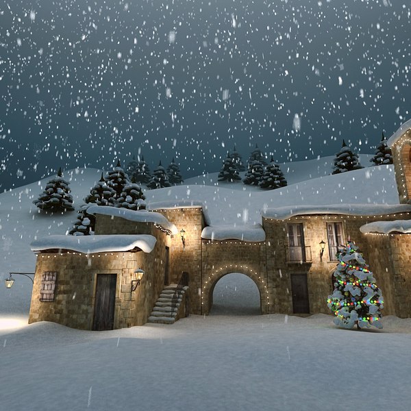 3d medieval village christmas model