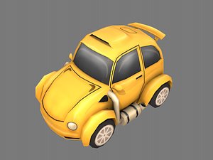 yellow cartoon car 3D model