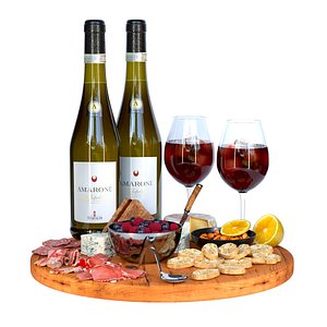 Meat plate with wine and other snacks 3D