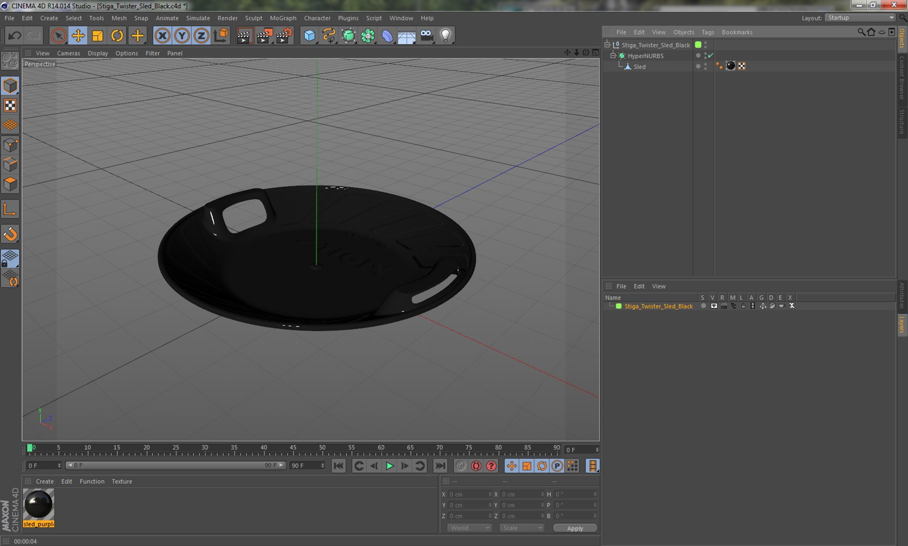 Stiga Twister Sled Black 3D Model 3D model preview