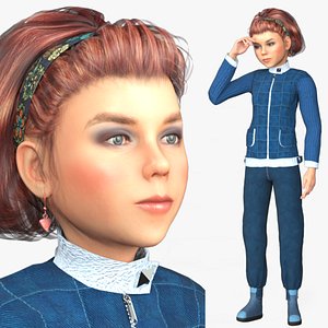 Realistic Rigged Little Style Girl-Sandy Character 3D Model 3D model