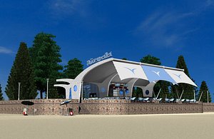3d open beach restaurant model