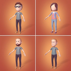FK-IK Rigged Stickmans - Cartoon Man - Woman - Boy - Girl