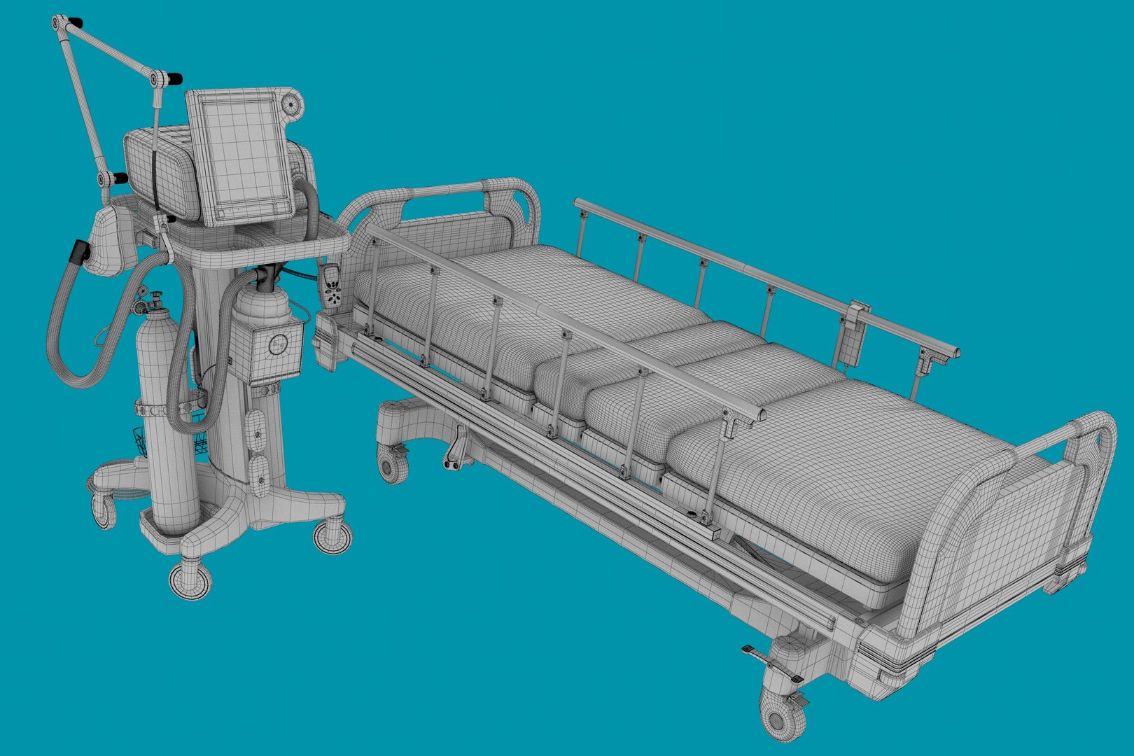 Hospital Ventilator Bed Model TurboSquid 1548612