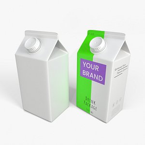 3D Beverage Carton 500 ml - Customizable Gable-Top Drink Box model
