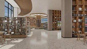 Modern Book Store Book Shop Interior 3D model