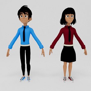 3D Cute Boy and Girl 3D model
