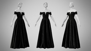 3D Dress 08 Black Velvet With Design model
