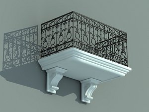 3d balcony iron fence model