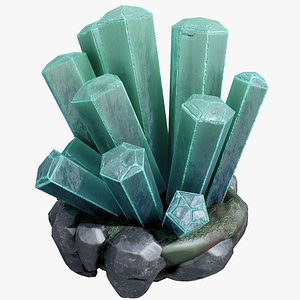 3D realistic crystal rock green
