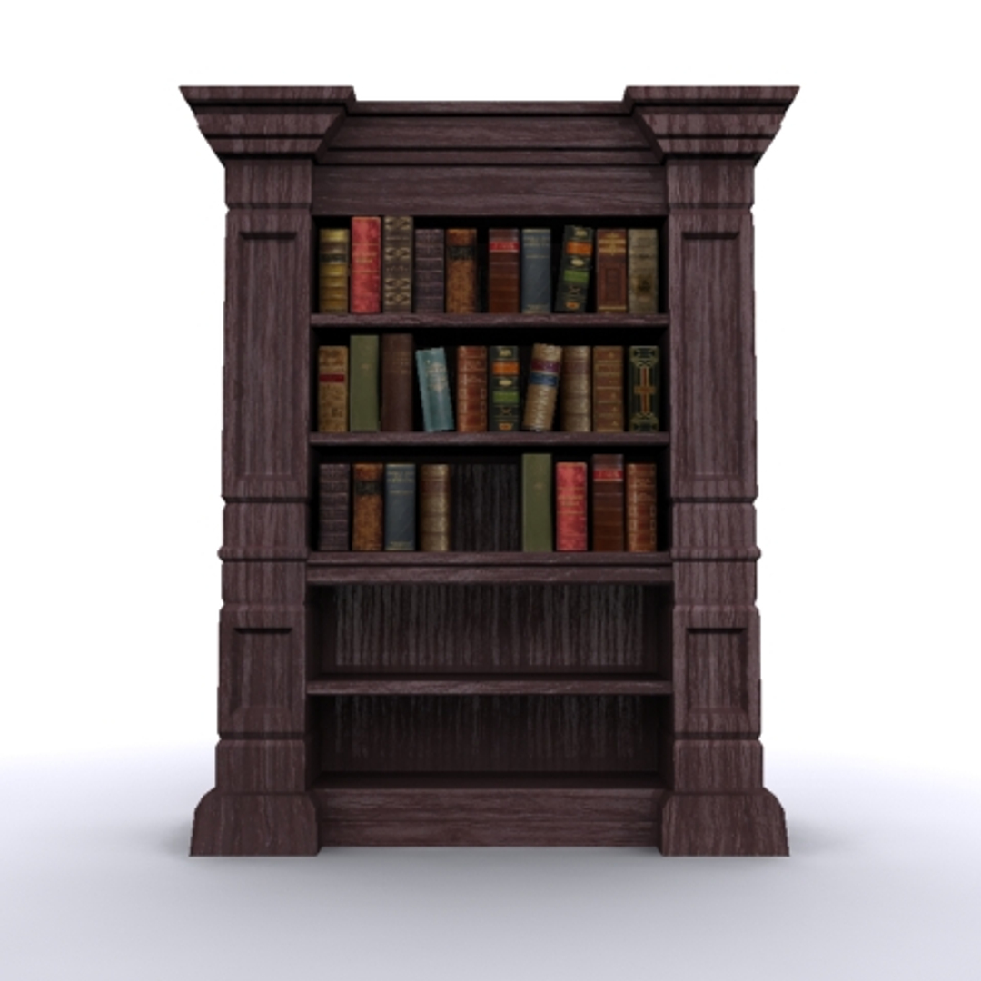 antique bookshelf old books 3d model