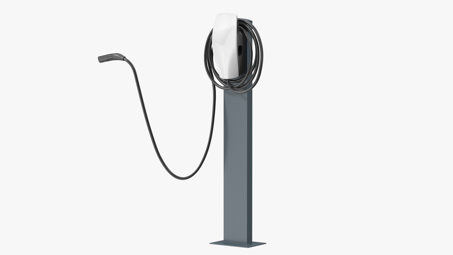 White EV Charging Station Tesla on Pedestal 3D model preview