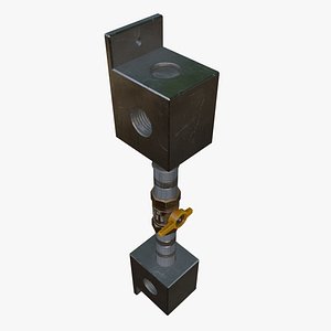 3D Industrial Pipe Ball Valve with Mounting Blocks 3D Model