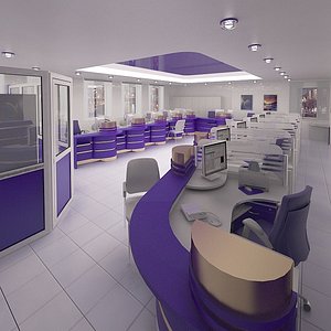 3d bank interior furniture