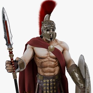 3D Ultra Detailed Spartan Warrior Rigged  Game Ready Ancient Greek Soldier PBR 3D Character