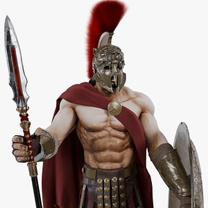 Ultra Detailed Spartan Warrior Rigged Game Ready Ancient Greek Soldier PBR 3D Character