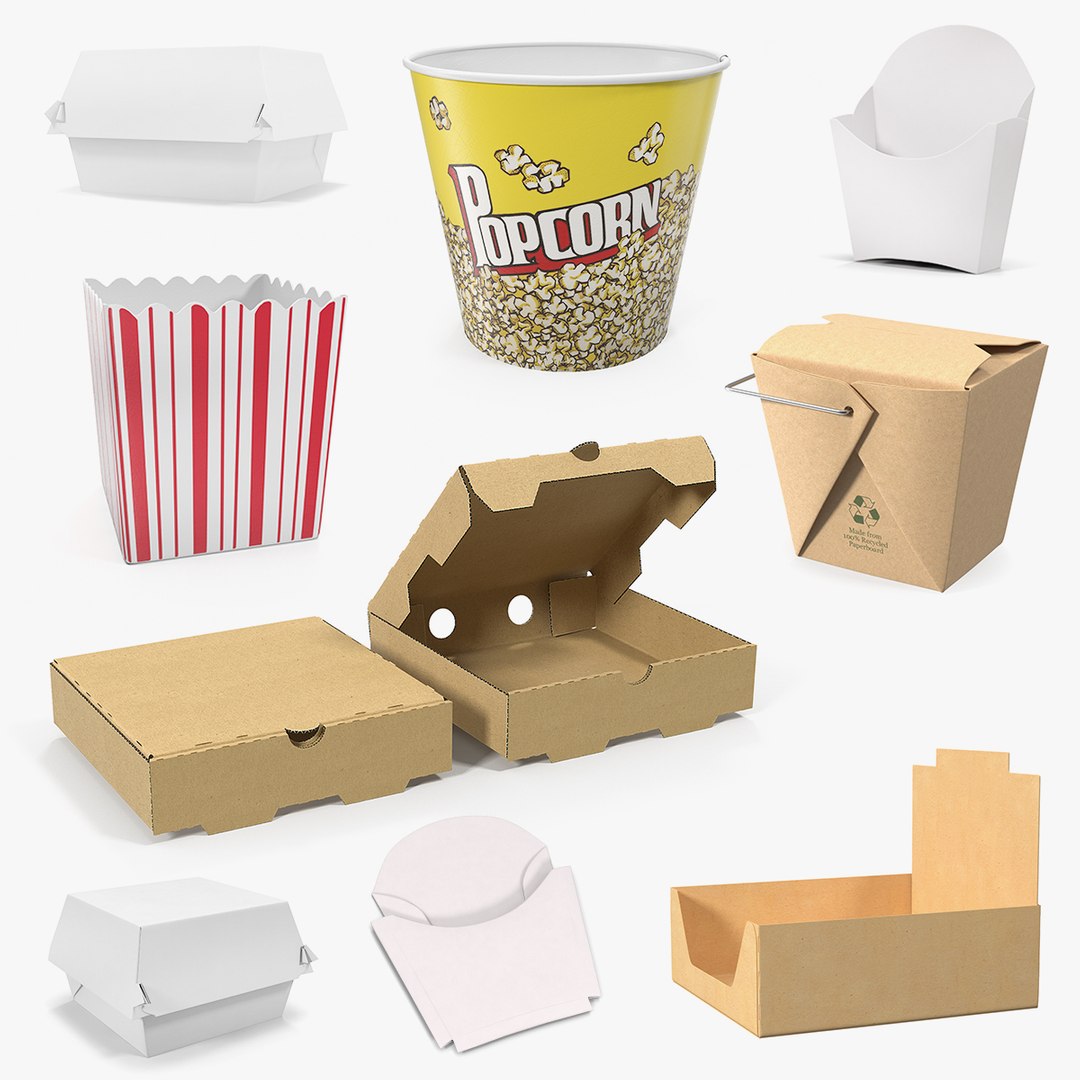 Fast Food Containers Collection 3 3D model preview