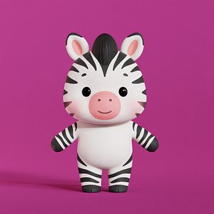 Zebra Character Cartoon Chibi Kawaii low-poly 3d models model