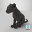Black Leopard Cub Sitting Pose
