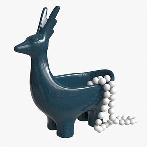 3D Ceramic Deer Bowl with Beads model