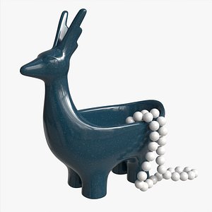 Ceramic Deer Bowl with Beads