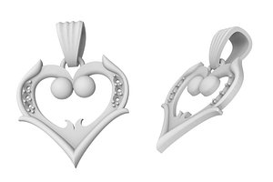 jewelry heart pendant diamonds 3D
