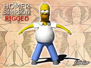 3d homer simpson rigged biped model