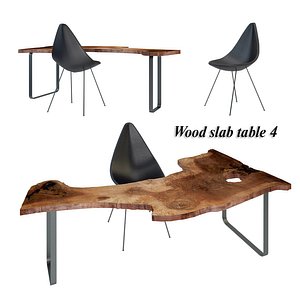 3D wood slab table set
